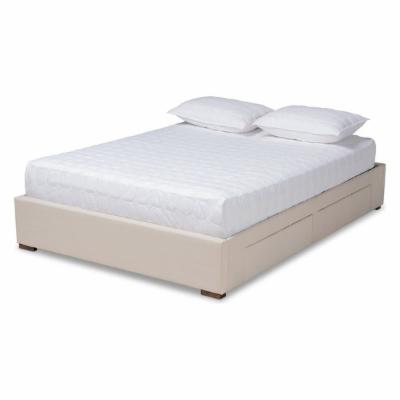 Melville Beige Fabric Upholstered 4-Drawer Queen Platform Storage Bed Frame