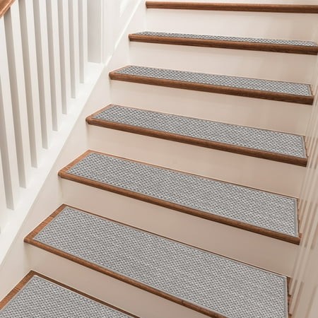 pentantan stair treads for wooden steps 15 pack 8 x30 non-slip stair treads indoor machine washable stair runners for elders and pets gray