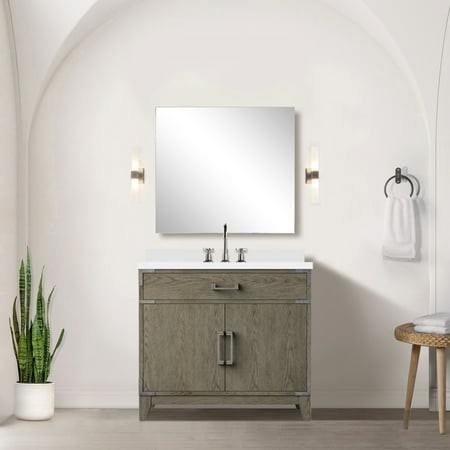 Grey Oak 36 in. X 22 Bath Vanity with Cultured Marble Counter  Robust Solid Wood Frame  Soft Close  and Sufficient Cabinet Storage Sealed Top  Structu