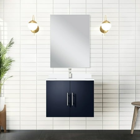 Navy Blue Solid Wood Bath Vanity  24  X 22   Marble Counter  Charming W 22  D Cultured Marble  Wood  Twinkling Effect