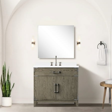 Grey Oak 36  X 22  Bath Vanity with Cultured Marble Counter  Solid Wood Frame  Soft Close  and Sufficient Cabinet Storage 36 in. 22 Polished Top  Copi