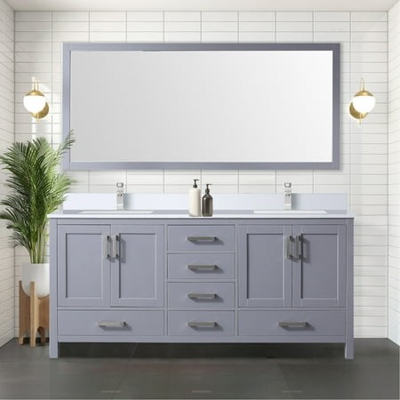 72 in. W X 22 D Dark Grey Vanity for Bathroom  Cultured Marble Top  Faucet  28 Mirror - Scratch and Stain a Graceful Bathroom Double Bath in.  Counter