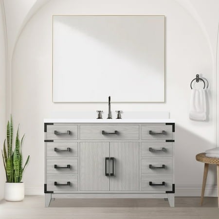 48 in. W White Oak Vanity with Cultured Marble Counter and Modern Appeal X 22 D Single Bath Top Soft Close