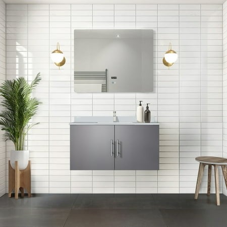 36 in. W X 22 D Dark Grey Bath Vanity - Cultured Marble Counter and Faucet Scratch Stain Progression Soft Close Abundant Storage Capacity Bathroom 36 