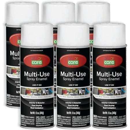 Color Care Multi-Surface Enamel Spray Paint and Rust Inhibitor  Flat White  12 Fl Oz  6-Pack
