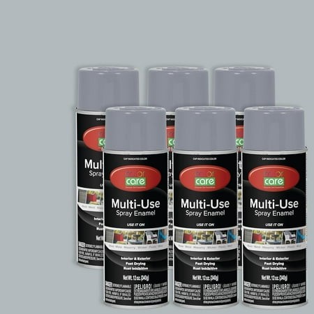 Color Care Multi-Surface Enamel Spray Paint and Rust Inhibitor  Light Gray  12 Fl Oz  6-Pack