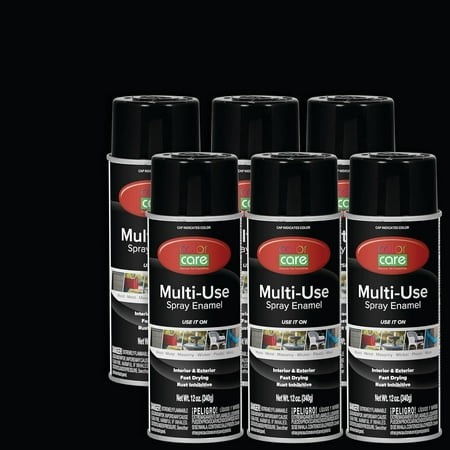 Color Care Multi-Surface Enamel Spray Paint and Rust Inhibitor  Gloss Black  12 Fl Oz  6-Pack