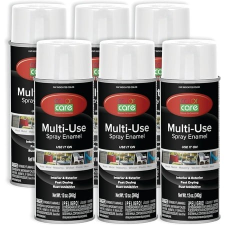 Color Care Multi-Surface Enamel Spray Paint and Rust Inhibitor  Gloss White  12 Fl Oz  6-Pack