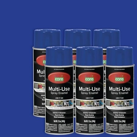 Color Care Multi-Surface Enamel Spray Paint and Rust Inhibitor  Dark Blue  12 Fl Oz  6-Pack