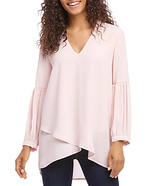 Karen Kane Women's Blouse Blush Pink Size Xs Pleat Sleeve V-Neck 7263-0635-P - XS