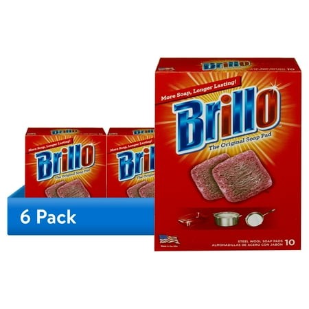 (6 Pack) Brillo Original Steel Wool Scouring Pad (10 Count) 23310