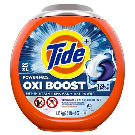 Tide Power Pods Oxi Boost Laundry Detergent - 25 Ct- Pack of 2