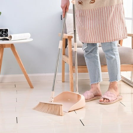 HBYJLZYG Broomstick and Dustpan Set with Plastic Brush for Kitchen Bathroom Living Room Floor Cleaning