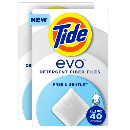 Tide Evo Free & Gentle Laundry Detergent Tiles  Fragrance-Free  40 Medium Sized Loads  40 Ct  Easy to Use  Safe for All Machines and Water Conditions