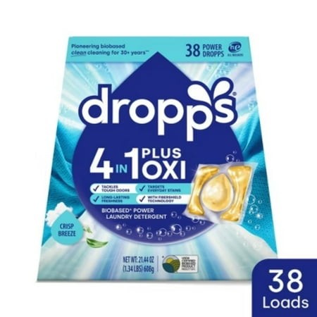 Crisp Breeze 4-in-1 Plus Oxi Power Biobased HE Deep Cleaning Concentrated Laundry Detergent Pods 38 Pacs - 21.44oz