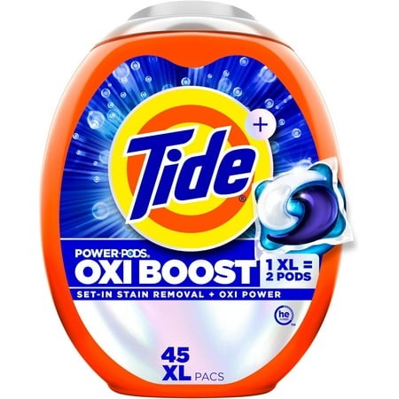 Oxi Boost Power PODS Laundry Detergent Pacs  45 Count  Set-in Stain Removal + Oxi Power  Laundry Soap Detergent Pacs