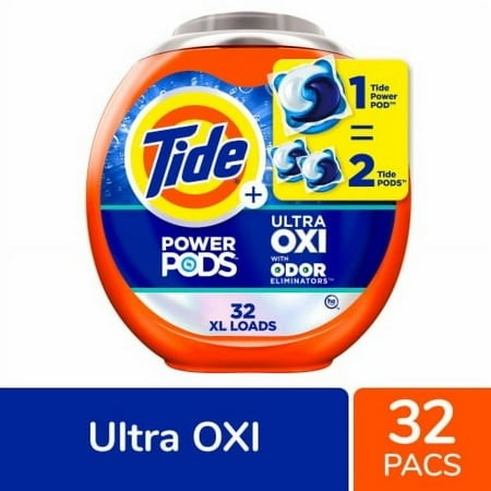 Tide Power PODS Ultra Oxi with Odor Eliminators Liquid Laundry Detergent Pacs - 32 Ct