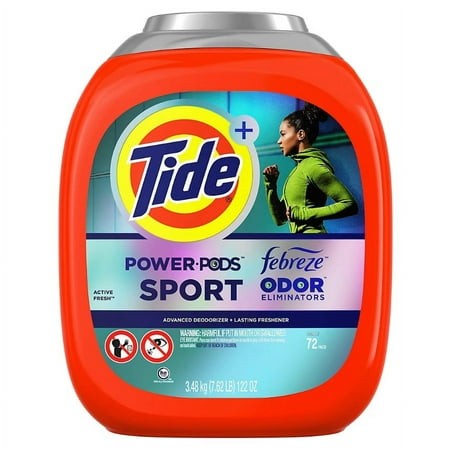 Tide POWER PODS Laundry Detergent Pacs with Febreze Sport Odor Eliminators  72 Ct