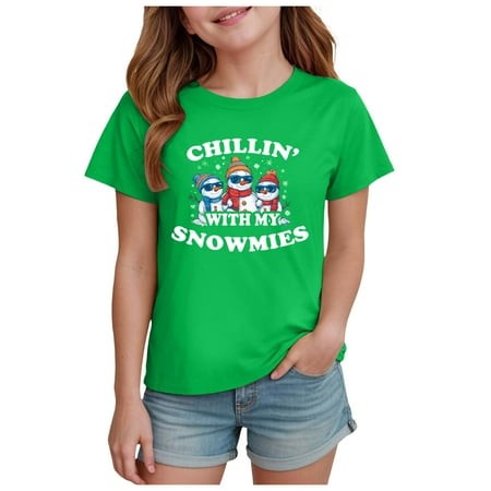 Staki Blue Long Sleeve Shirt Girls Girl S Christmas Buffalo Plaid Raglan Top Funny Holiday Graphic Shirt(Green 5-6 Years)