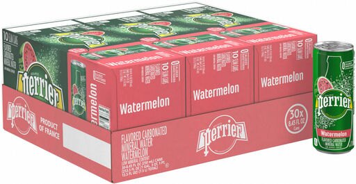Perrier Watermelon Flavored Carbonated Mineral Water, 8.45 Fl Oz. Slim Cans (30