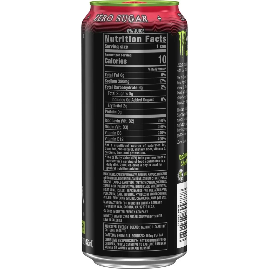 Monster Energy Zero Sugar, Strawberry Shot Sugar Free Energy Drink, 16 Oz | CVS thumbnail