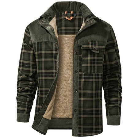 Mr.Stream Men S Sherpa Lined Fleece Long Sleeve Plaid Flannel Snap Shirts Jackets 3251 Dark Green 2XL