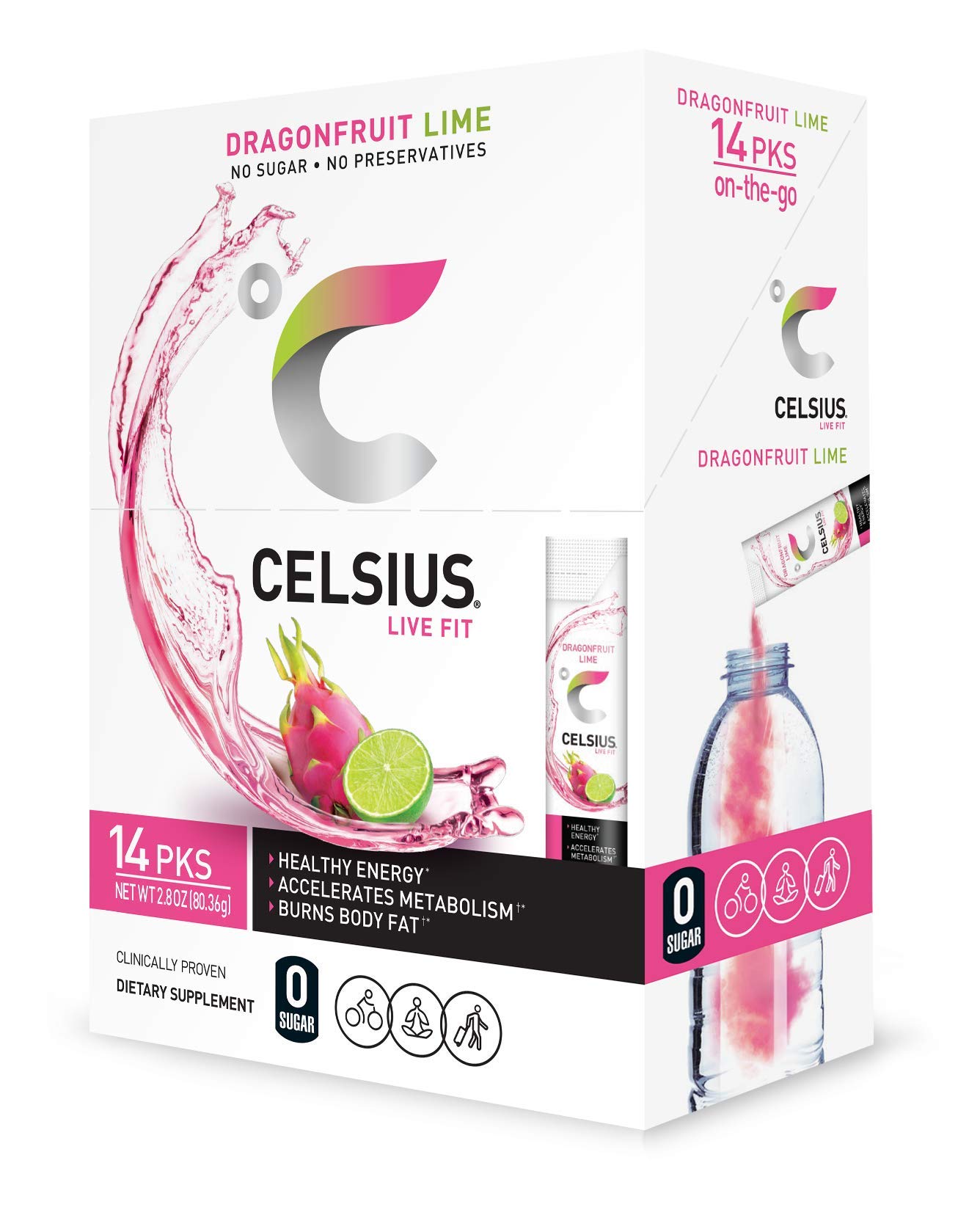 CELSIUS Dragonfruit Lime on the Go Energy Drink Mix - 14pk Sticks