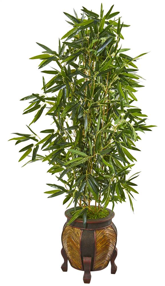 Nearly Natural  Faux Trees Green - Green Bamboo Potted Artificial Tree Decor