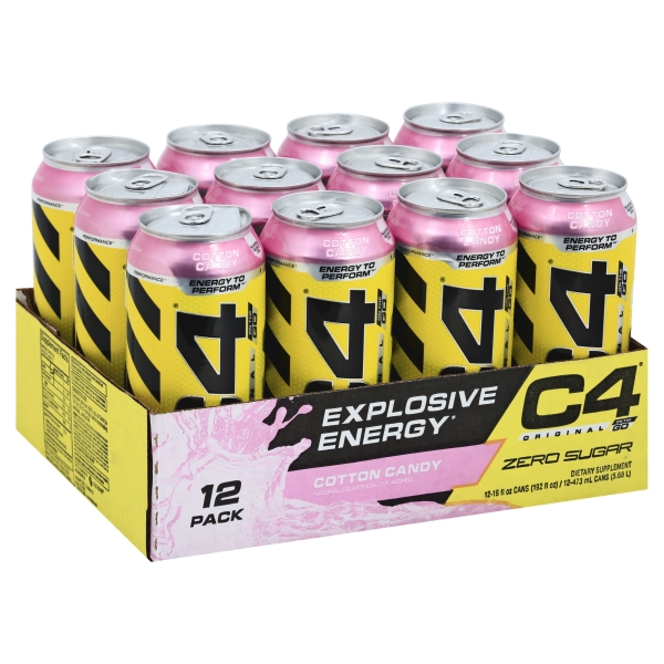 C4 Original on the Go Carbonated Performance Energy Drink - Cotton Candy (16 Fl Oz/ 12 Drinks)