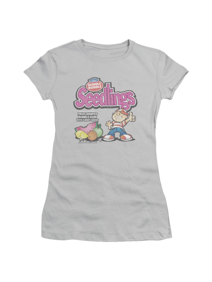 Trevco Dubble Bubble-Seedlings - Short Sleeve Junior Sheer Tee - Silver  Medium