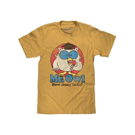 Tee Luv Mr Owl How Many Licks Tootsie Roll Pop Candy Mustard Shirt (Men S) (XXL)