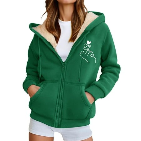 Landzoo One Unisex Casual Print Zip up Hooded Sweatshirt with Pockets Warm Winter Pullover Outdoor Sports Jacket for Cozy Stylish Women S Sweatshirt X
