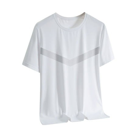 Mens Shirts Under $10 Men S Workout T-Shirts Striped Graphic Quick Dry Athletic Shirts Short Sleeve Casual Running Tee Tops White L