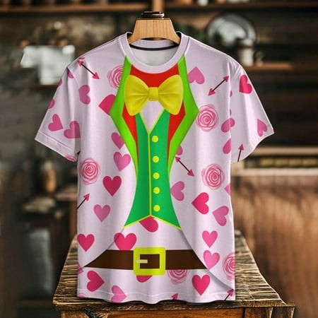 VBTAPA Funny Mens Tshirts Bow Tie Tuxedo Valentines Day Graphic Tee Round Neck Short Sleeve Casual Holiday T Shirts Party Summer Vacation Tops White L