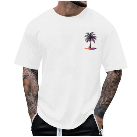 Mens Polos Shirts Print Short Sleeve Crewneck Daily Wear Outdoor Activities Mens Graphic T-Shirts White L