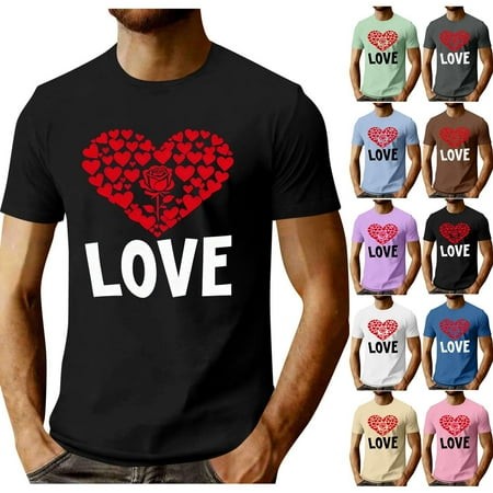 Eryao Funny Valentine Tees Men S Short Sleeve Round Neck Graphic Workout T Shirts White L