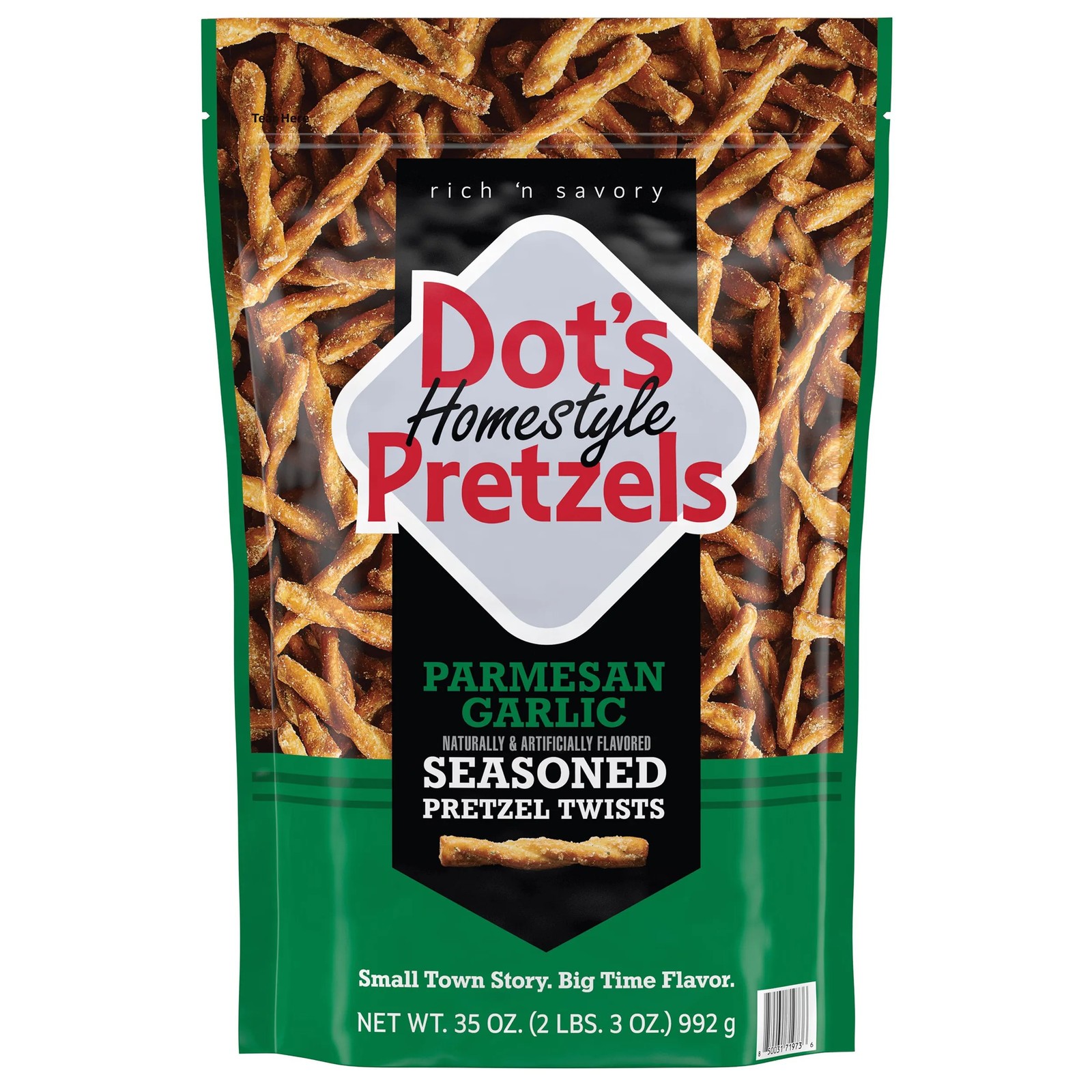 Dot's Homestyle Pretzels, Parmesan Garlic, Seasoned Pretzel Twists, 35 Oz