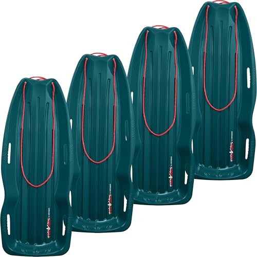 Retrospec Retrorider Plastic Snow Sled for Kids and Adults - Toboggan Style with Pull Rope, Cold-Resistant Construction & Hard Bottom for Fast Downhil