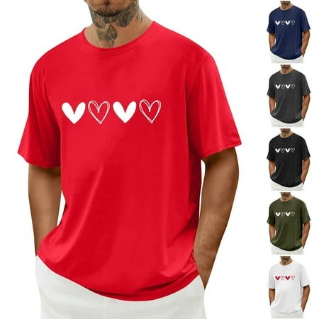 Eryao Men S Valentine S Day T Shirts Short Sleeve Round Neck Funny Graphic Tees for Workout White L