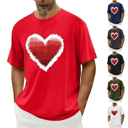 Eryao Funny Valentine S Graphic Tee for Men Lightweight Short Sleeve Crewneck Workout T Shirt White L