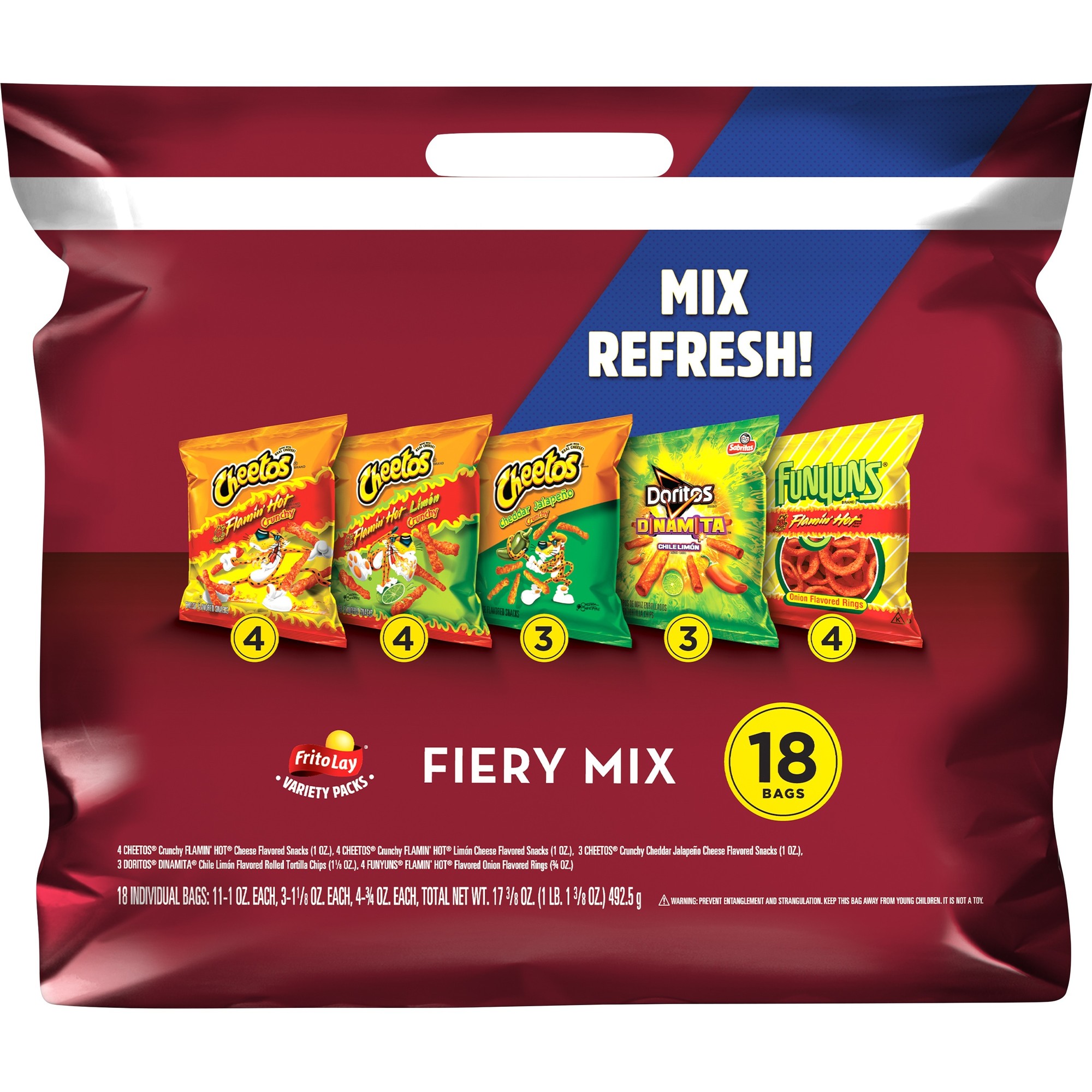 Frito-Lay Fiery Mix Snacks Variety Pack  18 Count (Assortment May Vary)