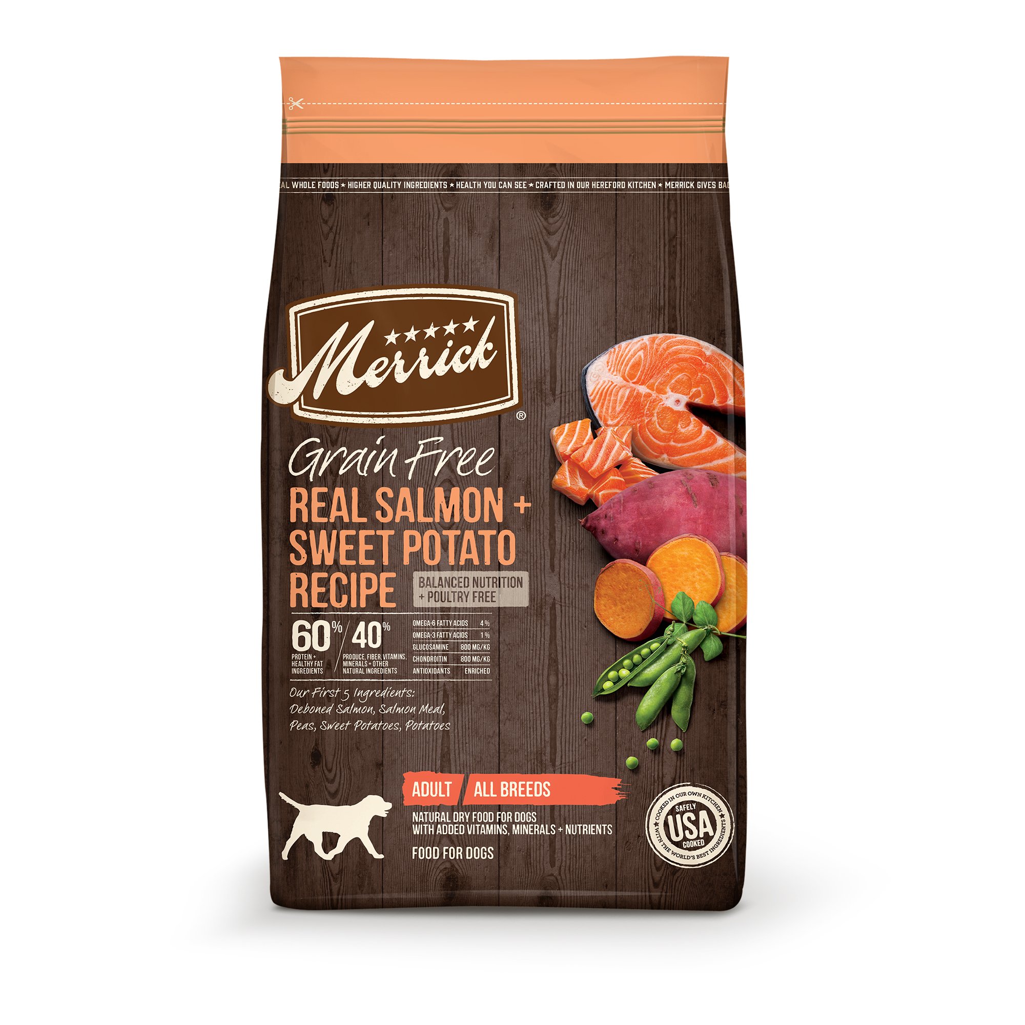 Merrick Real Salmon & Sweet Potato Dry Dog Food  Grain Free  22 Lb Bag