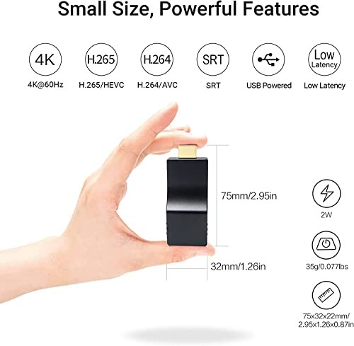 DDMALL HDMI Video Decoder 4K, H.265 H.264 SRT Decoder for Decoding IP Stream, 2160p60 Input Output, Low Latency, Model HDD-20 thumbnail