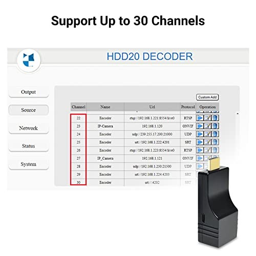 DDMALL HDMI Video Decoder 4K, H.265 H.264 SRT Decoder for Decoding IP Stream, 2160p60 Input Output, Low Latency, Model HDD-20 thumbnail