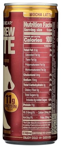 High-Protein Cold Brew Latte – Mocha | 11g Protein, Low Sugar, 100 Calories | Ready-to-Drink 8 Oz Can | Made with Organic Coffee | Mocha Protein Cof thumbnail