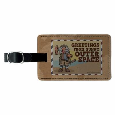 Greetings from Sunny Outer Space Uncle Travelling Matt Fraggle Rock Rectangle Leather Luggage Card Suitcase Carry-on ID Tag