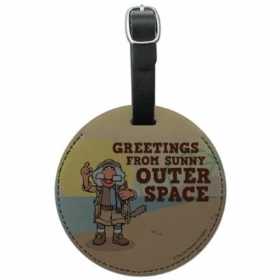 Greetings from Sunny Outer Space Uncle Travelling Matt Fraggle Rock Round Leather Luggage Card Suitcase Carry-on ID Tag