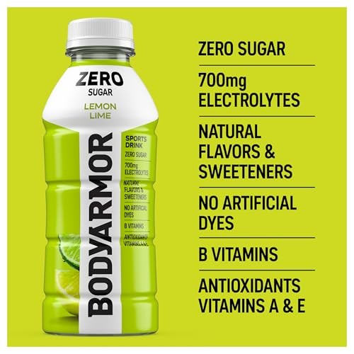 BODYARMOR ZERO Sugar Lemon Lime Electrolyte Drink, Natural Flavors, 16 Fl Oz Bottles (6 Pack), B Vitamins & Antioxidants Sugar Free Hydration thumbnail