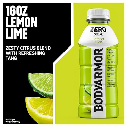 BODYARMOR ZERO Sugar Lemon Lime Electrolyte Drink, Natural Flavors, 16 Fl Oz Bottles (6 Pack), B Vitamins & Antioxidants Sugar Free Hydration thumbnail