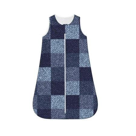 Haiem Blue Gingham Buffalo Check Printed Baby Sleep Sack 0-6 Months Muslin Baby Sleeping Bag Zipper Toddler Wearable Blankets Comfy Stretchy Thin Slee